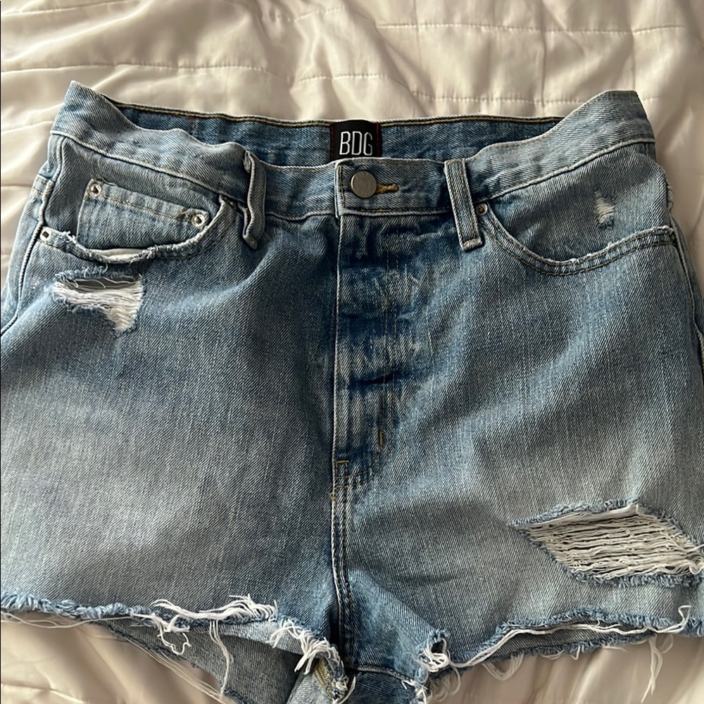 BDG Blue Jean Shorts Distressed High-Waisted